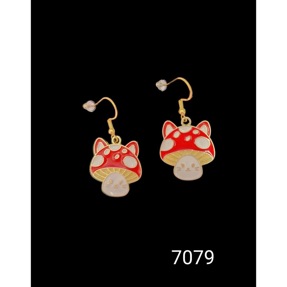 Cute Anime Cat Mushroom Earrings